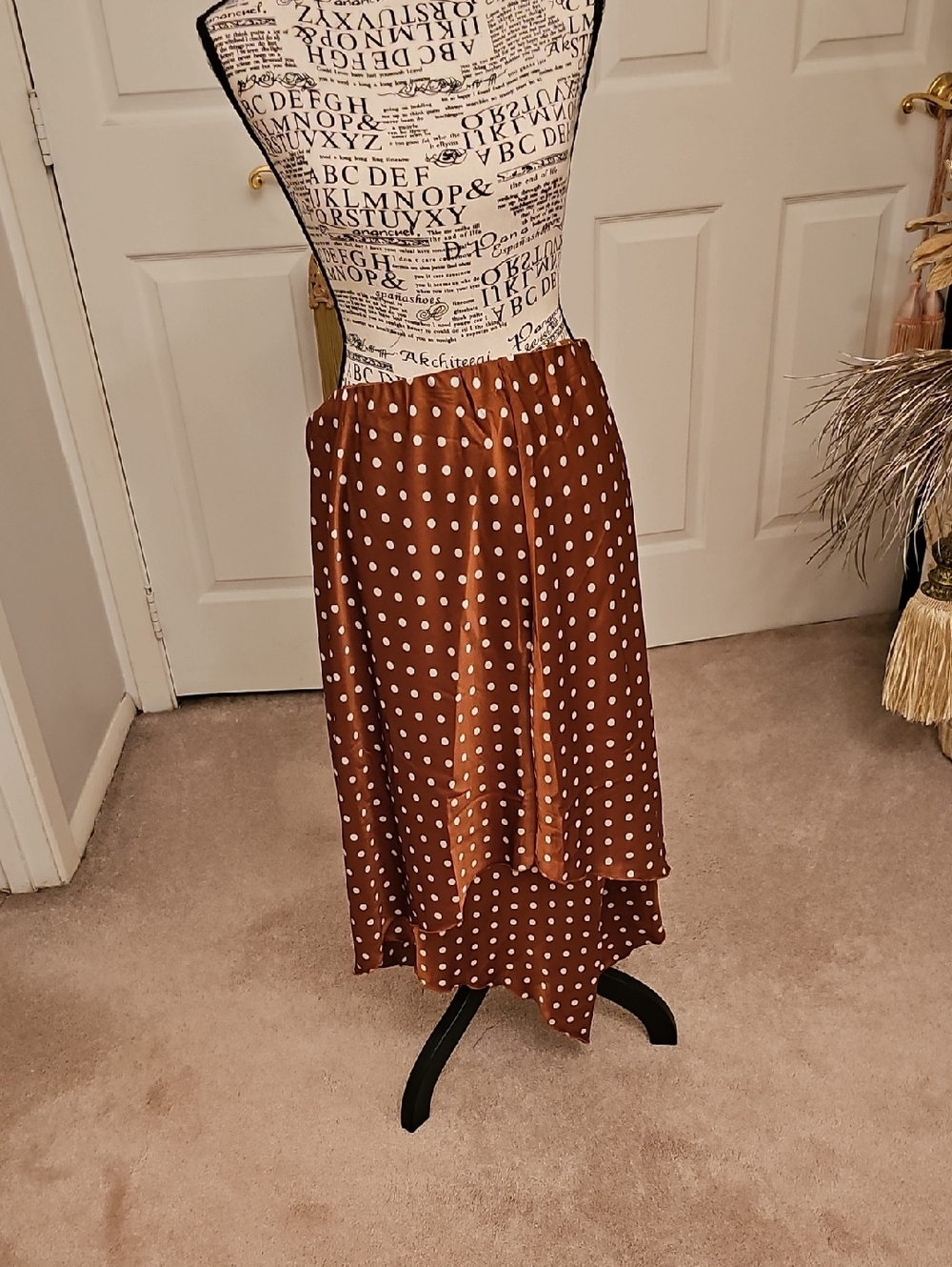 emory park Brown Polka Dot High-Low Skirt